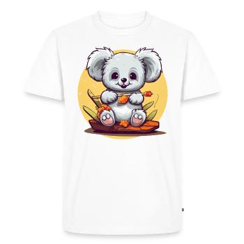 Clumsy koala with sushi - Men's Premium Organic T-Shirt - white - Front - Nico (187cm)