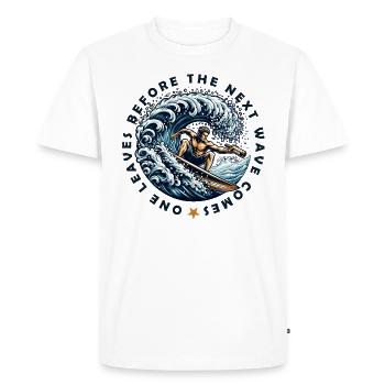 one leaves before the next wave comes - Men's Premium Organic T-Shirt - white - Front - Nico (187cm)