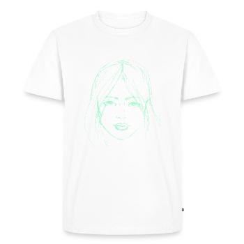 Illustration verte de visage de femme - T-shirt Premium bio Homme - blanc - Devant - Nico (187cm)