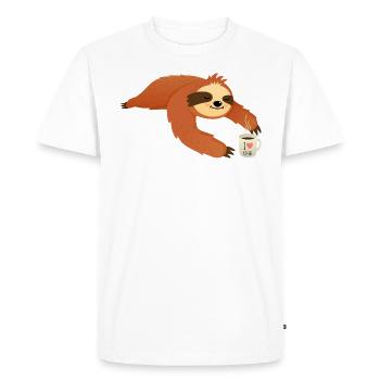 Tasse à café paresseux I Love Coffee - T-shirt Premium bio Homme - blanc - Devant - Nico (187cm)