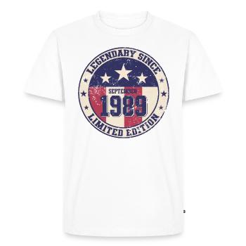 35ème Anniversaire Millésime Septembre 1989 Millésime 89 - T-shirt Premium bio Homme - blanc - Devant - Nico (187cm)