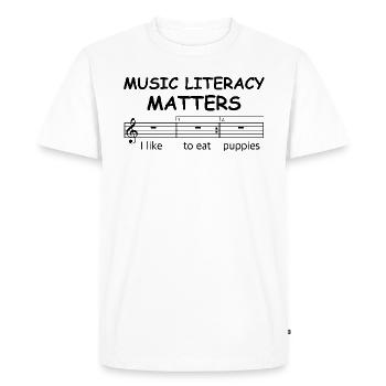 La littératie musicale est importante | Partitions, Musique, Concert - T-shirt Premium bio Homme - blanc - Devant - Nico (187cm)