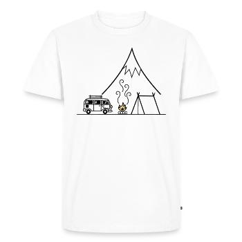 Lagerfeuer Camping Trip - Männer Premium Bio T-Shirt - Weiß - Vorne - Nico (187cm)