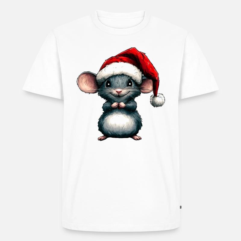 Weihnachtsmann Mäuschen - Männer Premium Bio T-Shirt - Weiß