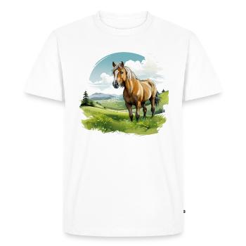 Cheval dans un pré - T-shirt Premium bio Homme - blanc - Devant - Nico (187cm)