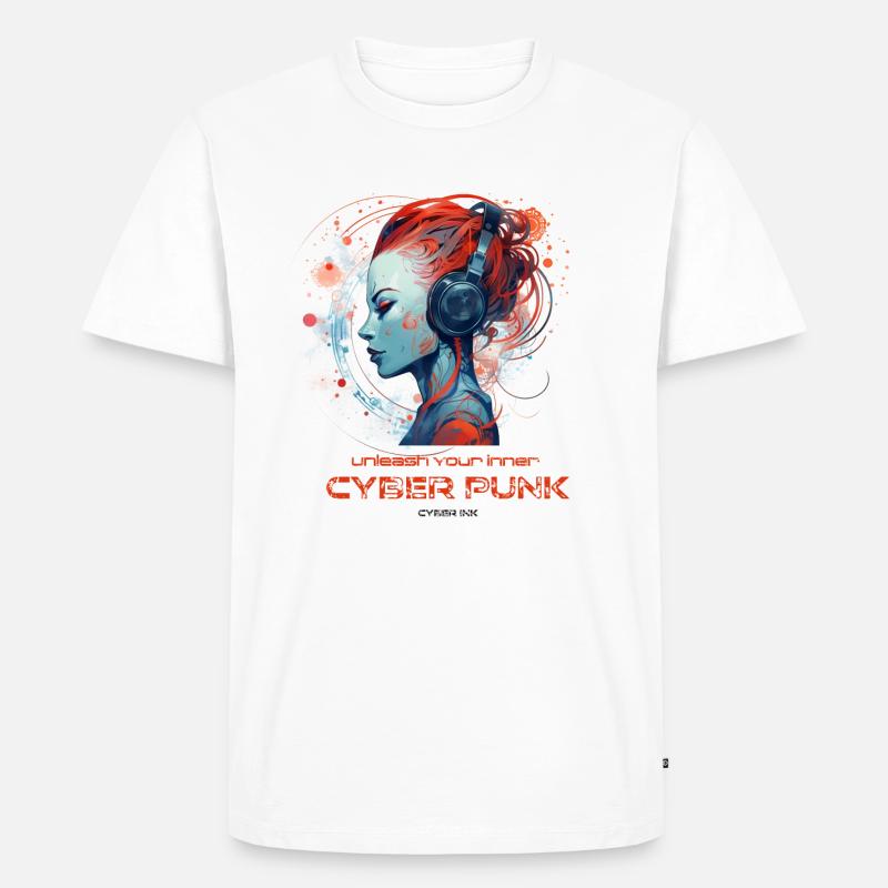 CyberInk Tech-Tattoo 9 - Männer Premium Bio T-Shirt - Weiß