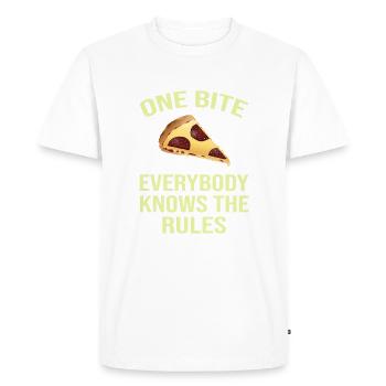 one bite pizza everybody knows the rules - Men's Premium Organic T-Shirt - white - Front - Nico (187cm)