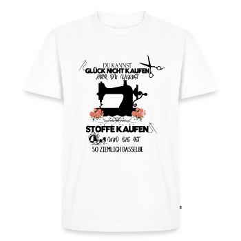 Chemise de couturière · Machine à coudre · Cadeau en tissu - T-shirt Premium bio Homme - blanc - Devant - Nico (187cm)