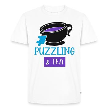 Tea and Puzzling Hobby Jigsaw Puzzle - Men's Premium Organic T-Shirt - white - Front - Nico (187cm)