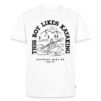 Un garçon aime le kayak, le canoë, le kayak en eau - T-shirt Premium bio Homme - blanc - Devant - Nico (187cm)