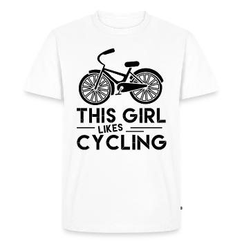 Une fille aime le cyclisme, un vélo drôle, un - T-shirt Premium bio Homme - blanc - Devant - Nico (187cm)