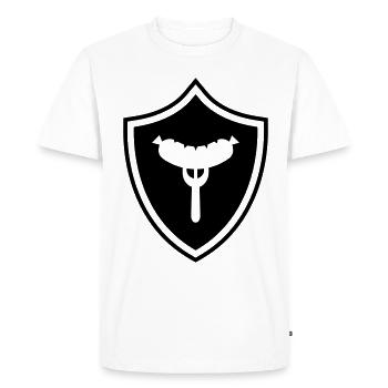 Armoiries de la fourchette à saucisse - T-shirt Premium bio Homme - blanc - Devant - Nico (187cm)