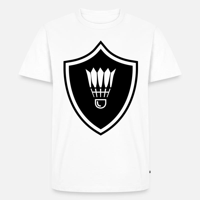Badminton Wappen - Männer Premium Bio T-Shirt - Weiß