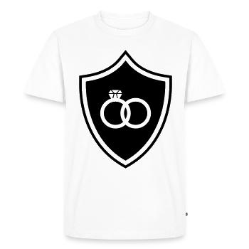 Anneaux de mariage Bague Armoiries Mariage - T-shirt Premium bio Homme - blanc - Devant - Nico (187cm)