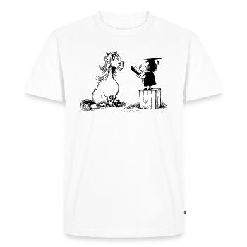 Thelwell - Pony in school - Men's Premium Organic T-Shirt - white - Front - Nico (187cm)
