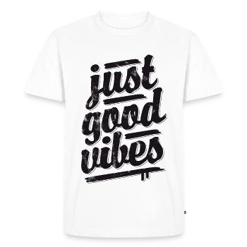Just Good Vibes - Positive Vibes Only - Men's Premium Organic T-Shirt - white - Front - Nico (187cm)