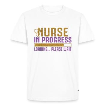 Nurse In Progress Loading Please Wait Funny - T-shirt Premium bio Homme - blanc - Devant - Nico (187cm)