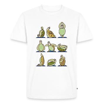 T-shirt de tortues de méditation de yoga - T-shirt Premium bio Homme - blanc - Devant - Nico (187cm)