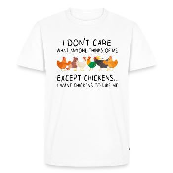 Je me fiche de ce que tout le monde pense sauf les poulets - T-shirt Premium bio Homme - blanc - Devant - Nico (187cm)
