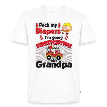 Emballe mes couches, je vais chez grand-père pompier - T-shirt Premium bio Homme - blanc - Devant - Nico (187cm)