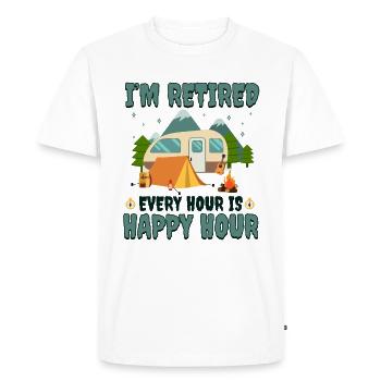 Je suis à la retraite chaque heure est Happy Hour T-shirt - T-shirt Premium bio Homme - blanc - Devant - Nico (187cm)