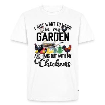 Travailler dans mon jardin et sortir avec mes poulets - T-shirt Premium bio Homme - blanc - Devant - Nico (187cm)
