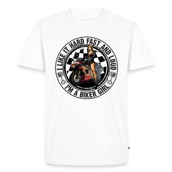 I Like It Hard Fast and Loud Biker Girl - T-shirt Premium bio Homme - blanc - Devant - Nico (187cm)