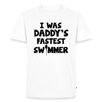 I Was Daddy's Fastest Swimmer Baby Bodysuit - Men's Premium Organic T-Shirt - white - Front - Nico (187cm)
