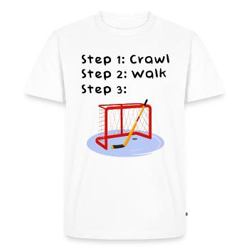 Crawl Walk Hockey Goalie Baby Bodysuit - Men's Premium Organic T-Shirt - white - Front - Nico (187cm)