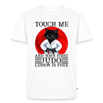 Touch Me And Your First Judo Lesson Is Free - T-shirt Premium bio Homme - blanc - Devant - Nico (187cm)