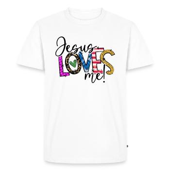 Jesus Loves Me Kids - Men's Premium Organic T-Shirt - white - Front - Nico (187cm)
