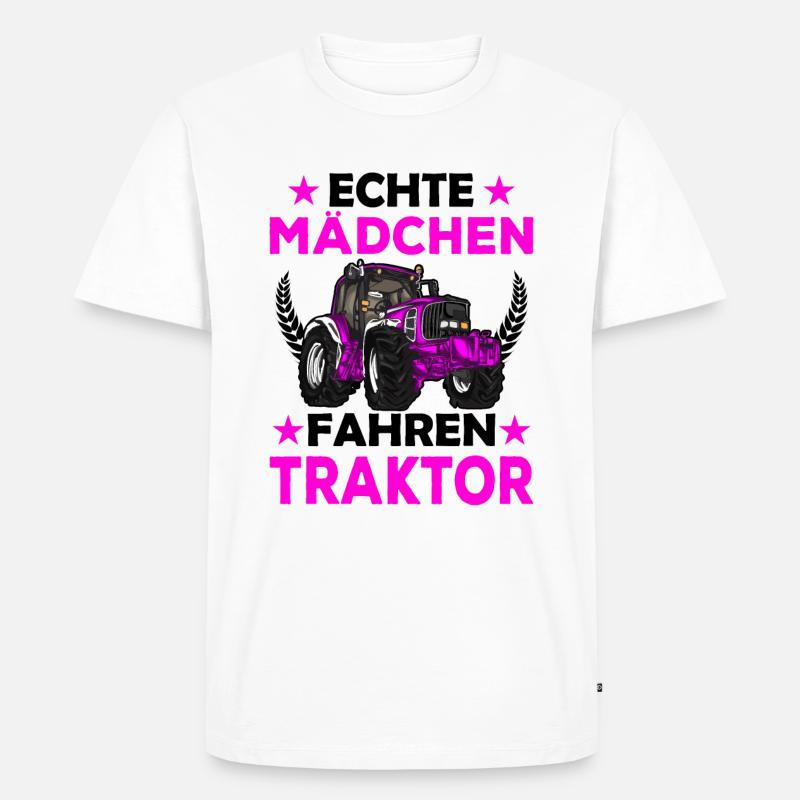 Echte Mädchen fahren Traktor - Männer Premium Bio T-Shirt - Weiß