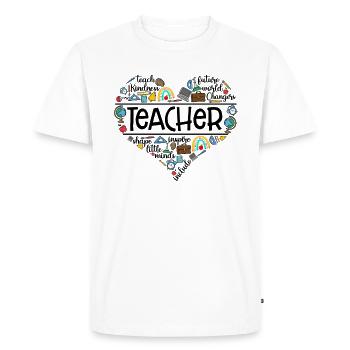 Teacher Heart Shape Teach Inspire Inclure - T-shirt Premium bio Homme - blanc - Devant - Nico (187cm)
