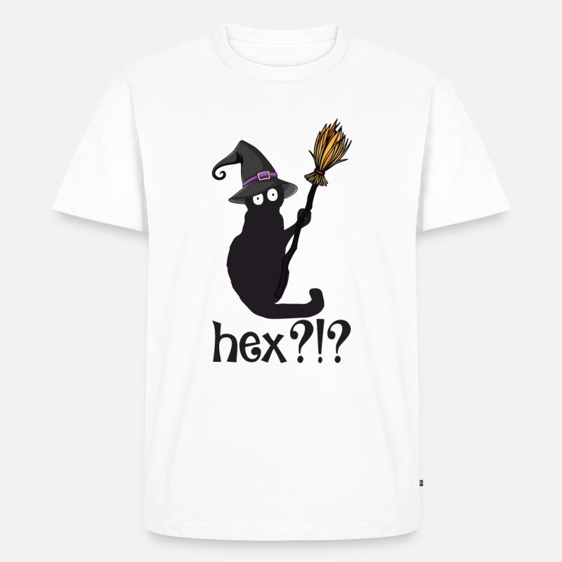 Hex Witch Cat Halloween - Männer Premium Bio T-Shirt - Weiß