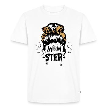 Momster Messy Bun Leopard Headband - Men's Premium Organic T-Shirt - white - Front - Nico (187cm)