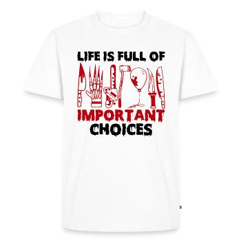 Life Is Full Of Important Choices Halloween - T-shirt Premium bio Homme - blanc - Devant - Nico (187cm)
