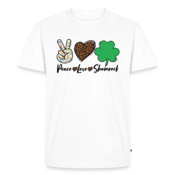 Peace Love Shamrock Leopard Print Patricks Day - T-shirt Premium bio Homme - blanc - Devant - Nico (187cm)