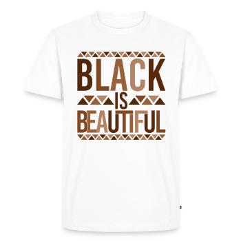 Black Is Beautiful Proud et Black Black History - T-shirt Premium bio Homme - blanc - Devant - Nico (187cm)