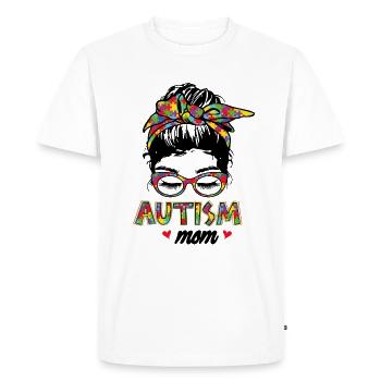 Autism Mom Messy Bun Eyelash Girl - Men's Premium Organic T-Shirt - white - Front - Nico (187cm)