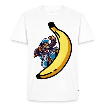 Singe patineur avec planche à roulettes banane - T-shirt Premium bio Homme - blanc - Devant - Nico (187cm)