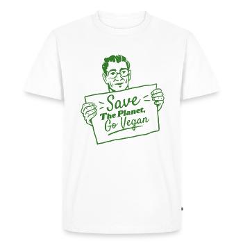 Save The Planet - Go Vegan Statement Veganer - Men's Premium Organic T-Shirt - white - Front - Nico (187cm)