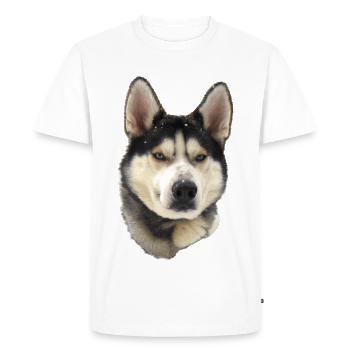 Mignon Husky Chiot Flocons de neige Art - T-shirt Premium bio Homme - blanc - Devant - Nico (187cm)