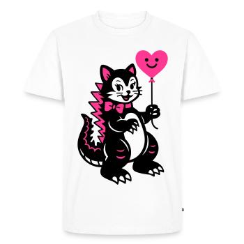 Monster Cat Pink - Men's Premium Organic T-Shirt - white - Front - Nico (187cm)