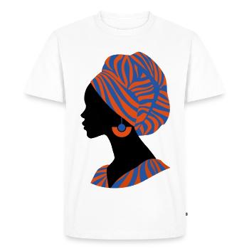 Femme Africaine Design Traditionnel Afrique - T-shirt Premium bio Homme - blanc - Devant - Nico (187cm)