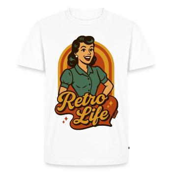 Retro Lifestyle Pinup - Men's Premium Organic T-Shirt - white - Front - Nico (187cm)