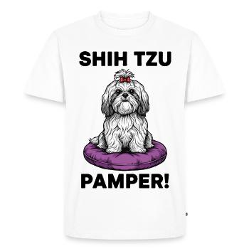 Chien Shih Tzu Pamper Coussin Luxe - T-shirt Premium bio Homme - blanc - Devant - Nico (187cm)