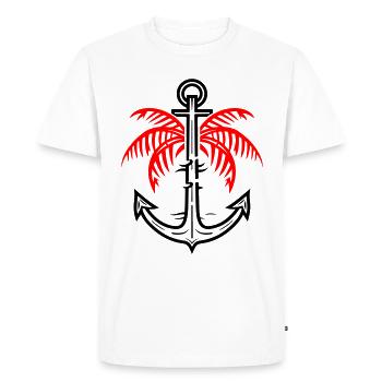 Palm Tree Anchor Icon - Men's Premium Organic T-Shirt - white - Front - Nico (187cm)