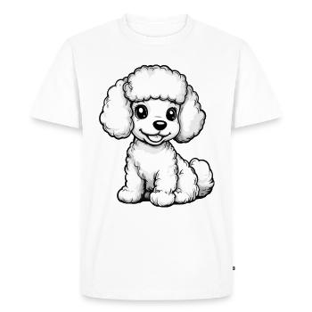Caniche Chien Bande dessinée Mignon - T-shirt Premium bio Homme - blanc - Devant - Nico (187cm)