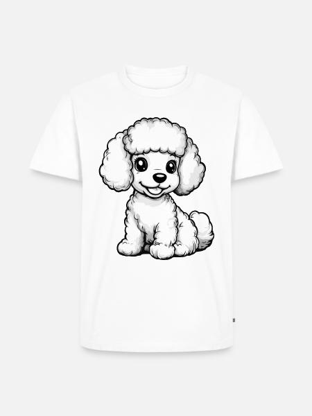 Poedel Hond Comic Cute - Mannen Premium Bio T-shirt - wit