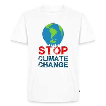 Stop climate change - Men's Premium Organic T-Shirt - white - Front - Nico (187cm)